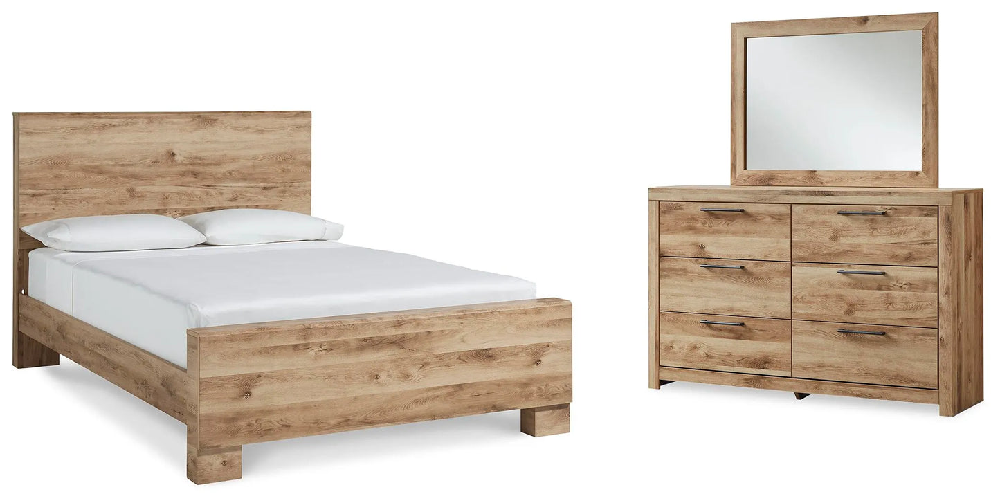 Cama con panel, tocador y espejo Hyanna King