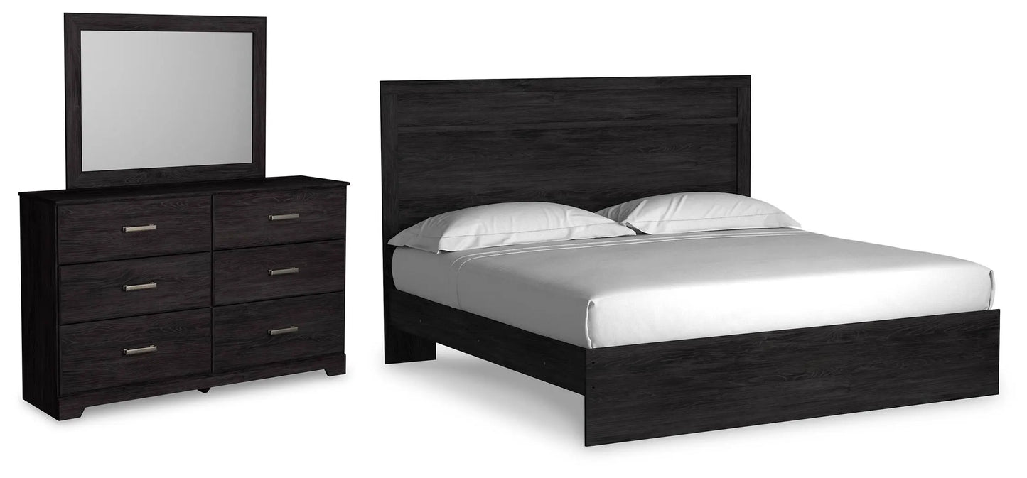 Cama con panel, tocador y espejo Belachime King