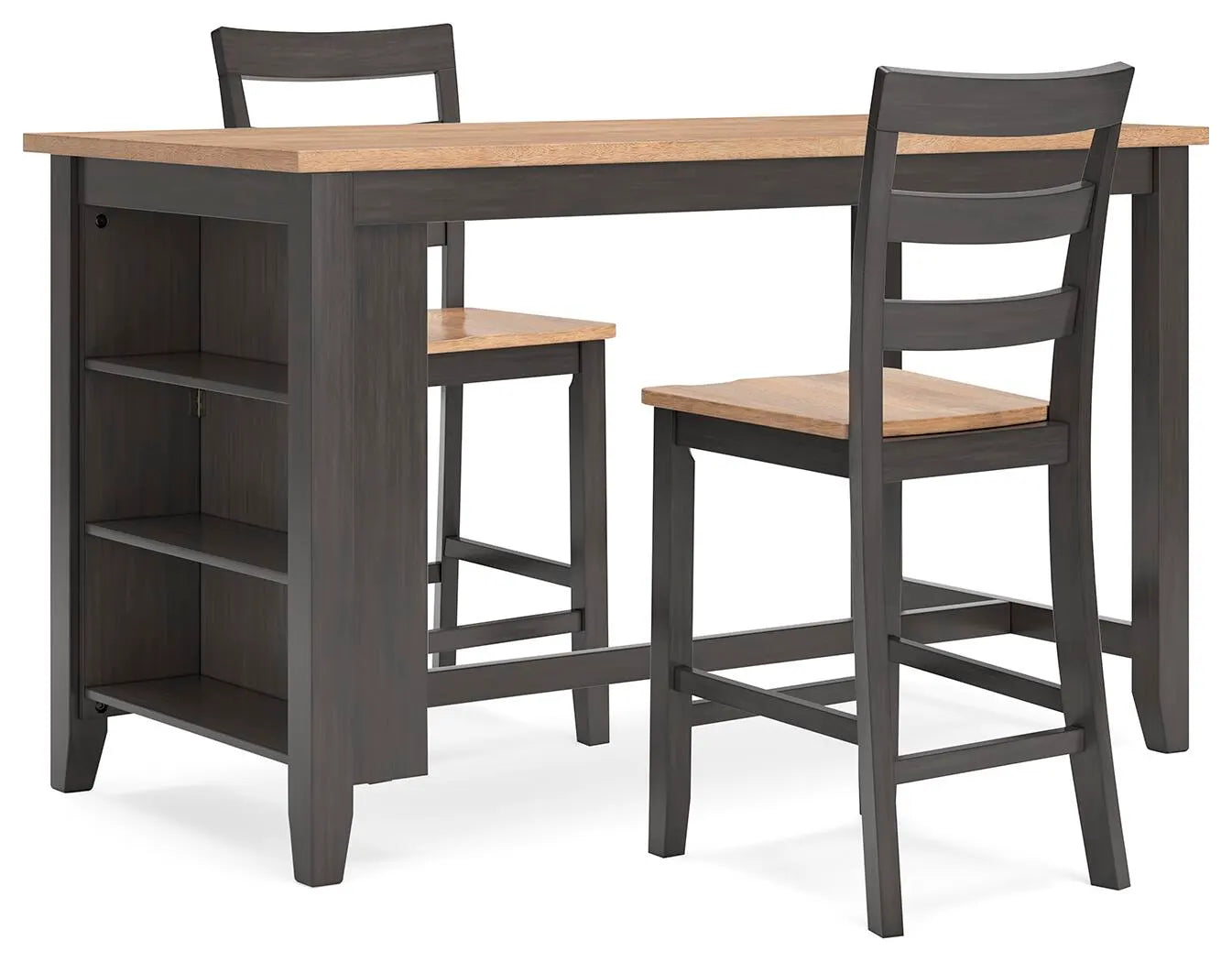 Mesa de comedor a la altura de la encimera Gesthaven y 2 taburetes de bar