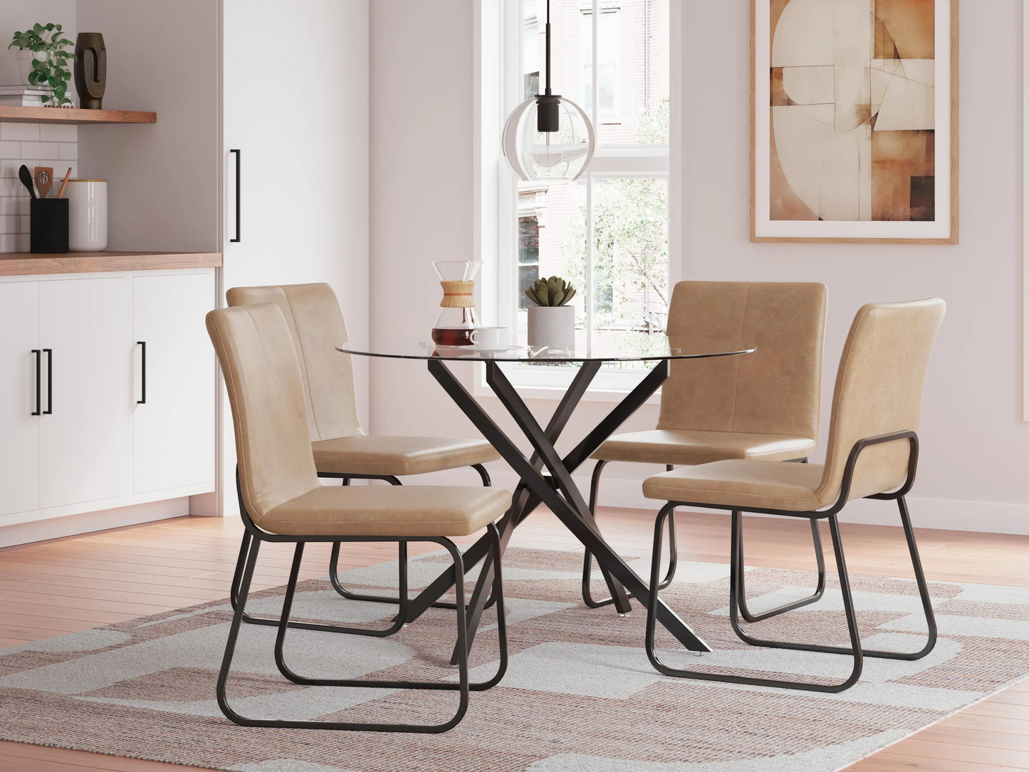 Mesa de comedor Pharwynn y 4 sillas