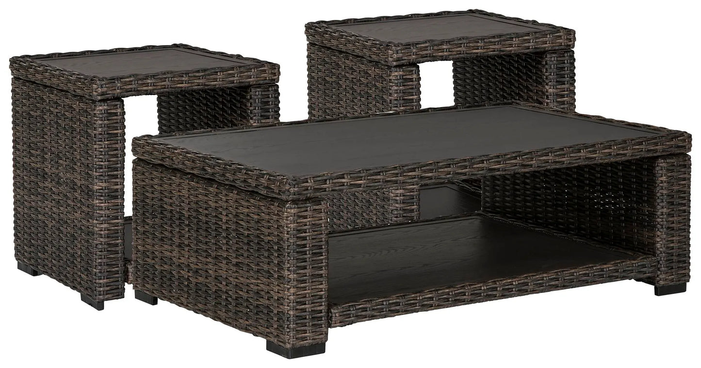 Juego de mesa auxiliar de exterior de 3 piezas