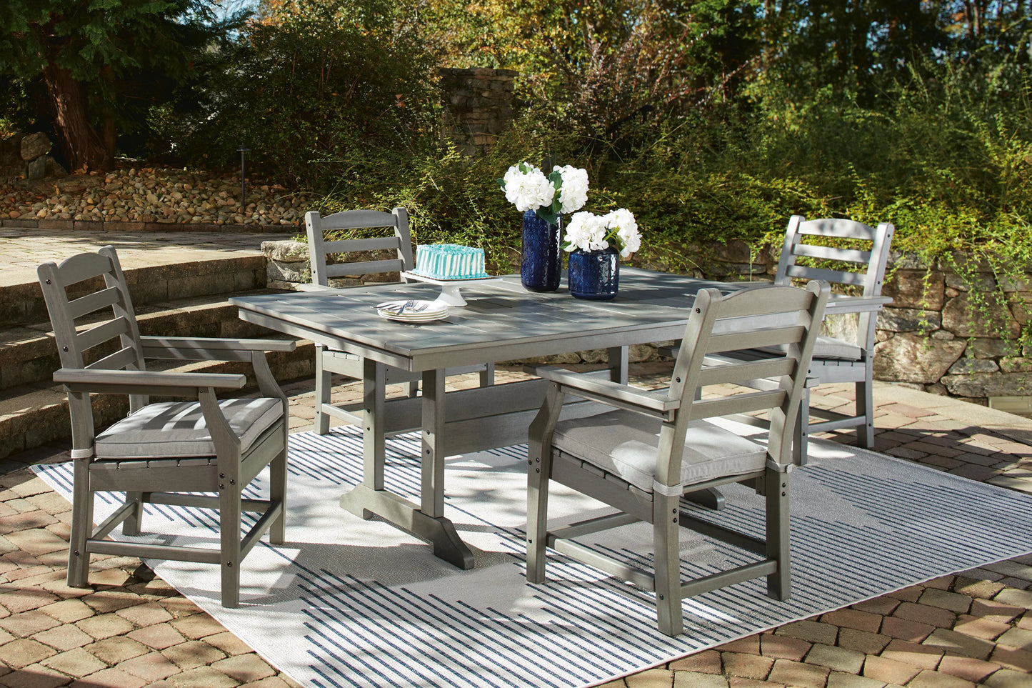 Mesa de comedor para exteriores con 4 sillas