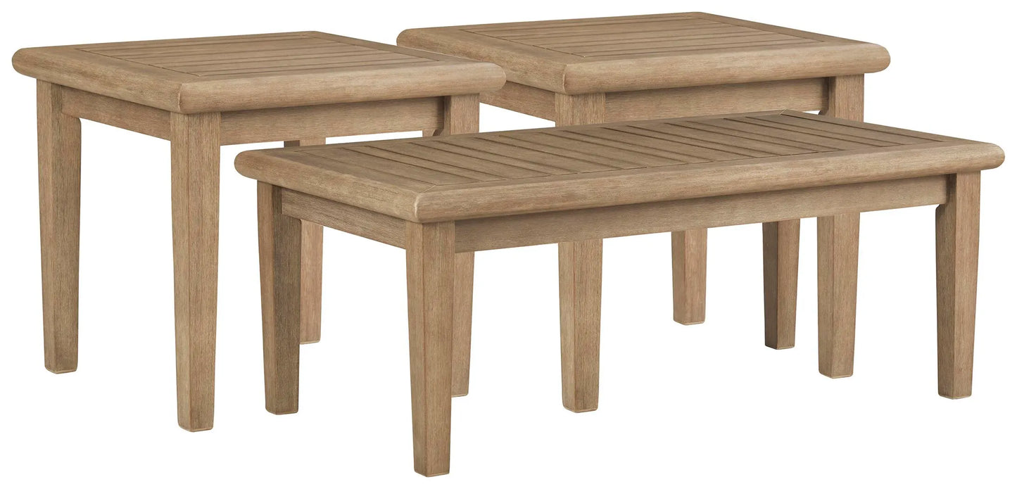 Juego de mesa auxiliar de exterior de 3 piezas