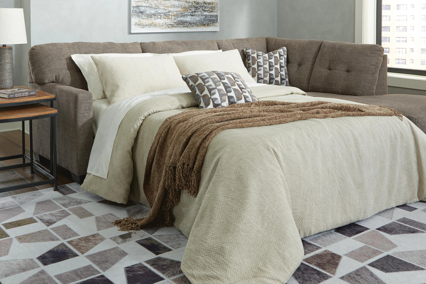 Seccional Chaise con Sofá Cama de 2 Piezas Mahoney