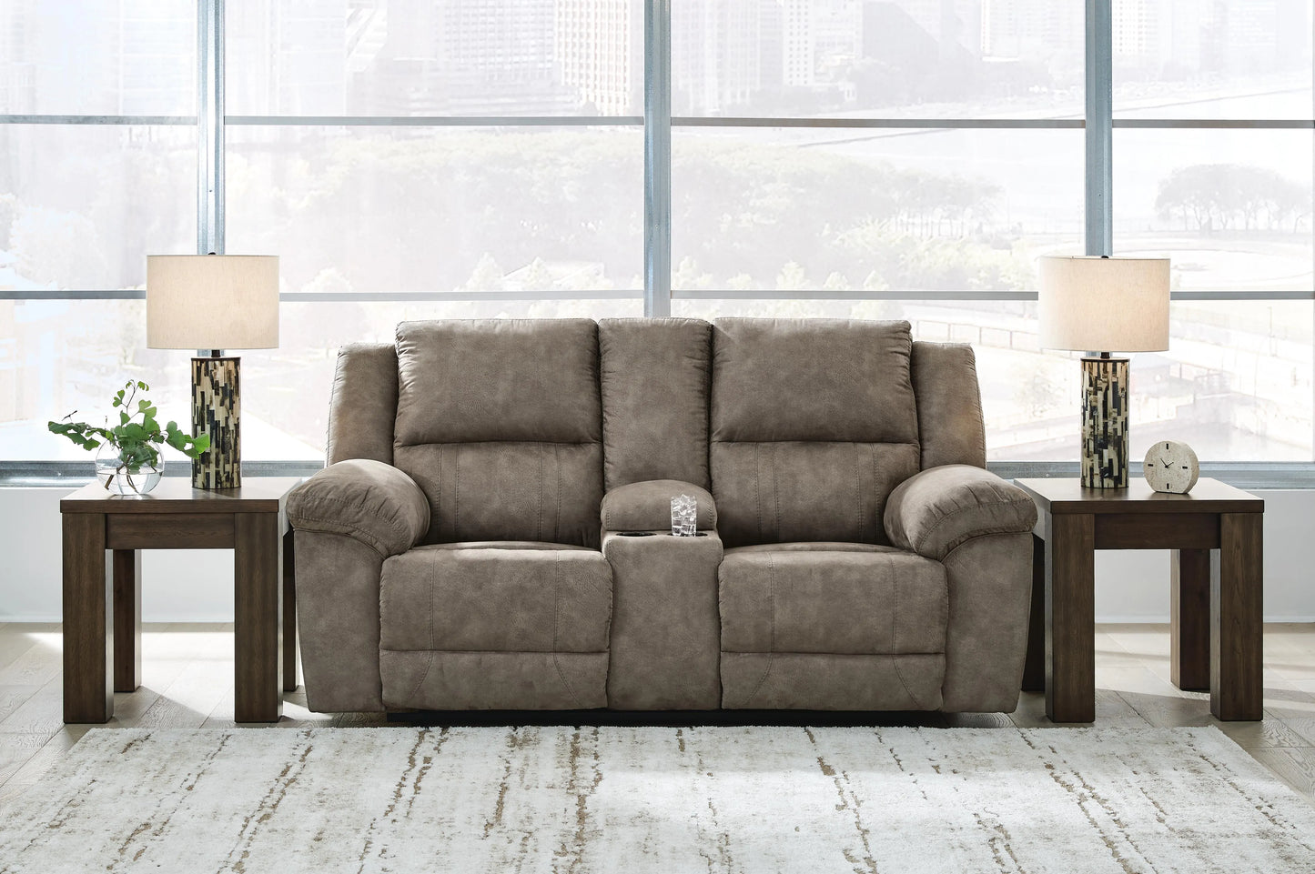 Sofá reclinable biplaza Laresview con consola