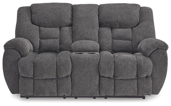 Sofá biplaza reclinable Foreside con consola