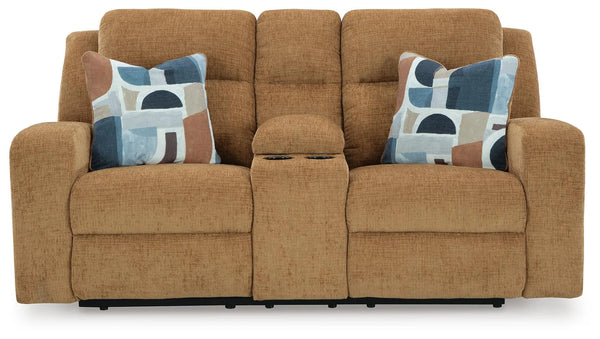 Sofá biplaza reclinable Kanlow con consola