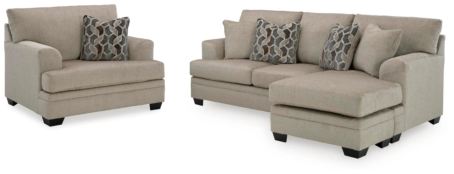 Sofá con chaise longue y sillón grande Stonemeade