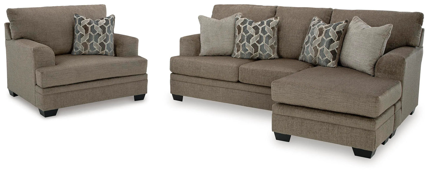 Sofá con chaise longue y sillón grande Stonemeade