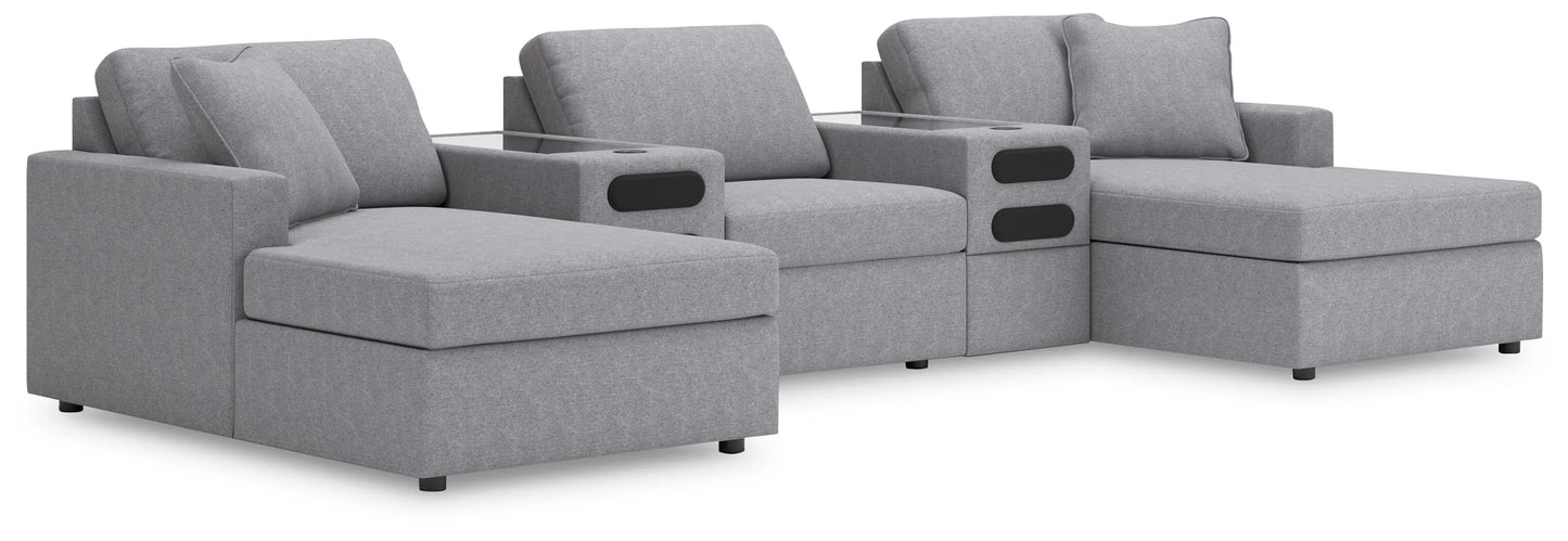 Sofá modular de 5 piezas Modmax con chaise longue y consola de audio