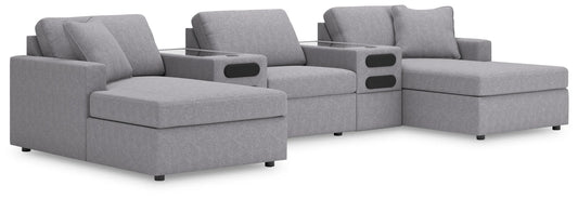 Sofá modular de 5 piezas Modmax con chaise longue y consola de audio
