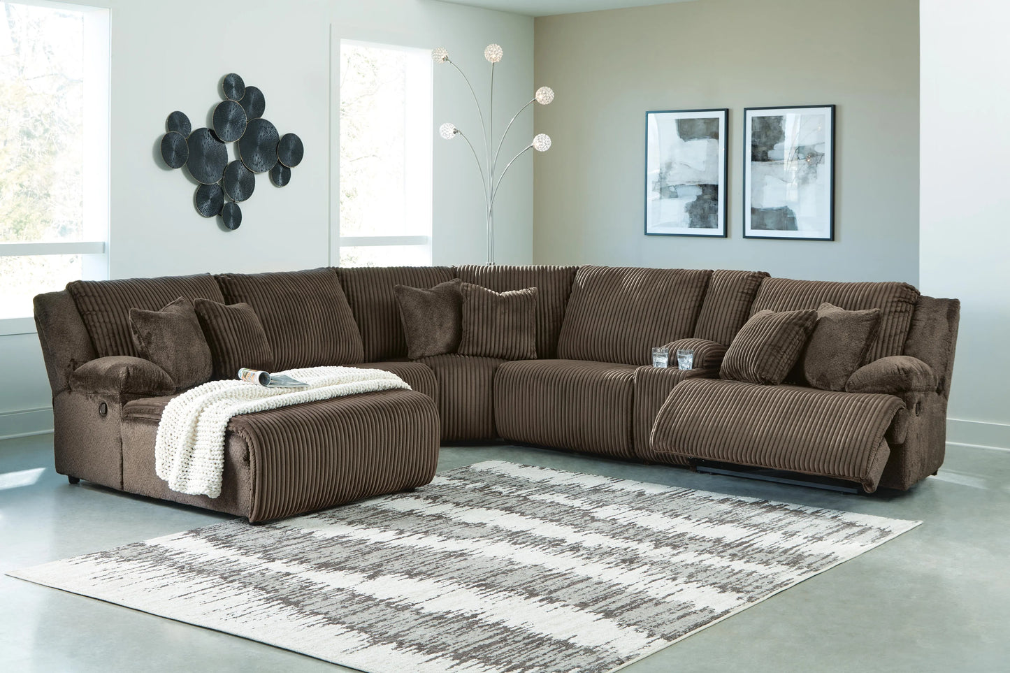 Seccional Reclinable de Primera Clase de 6 Piezas con Chaise