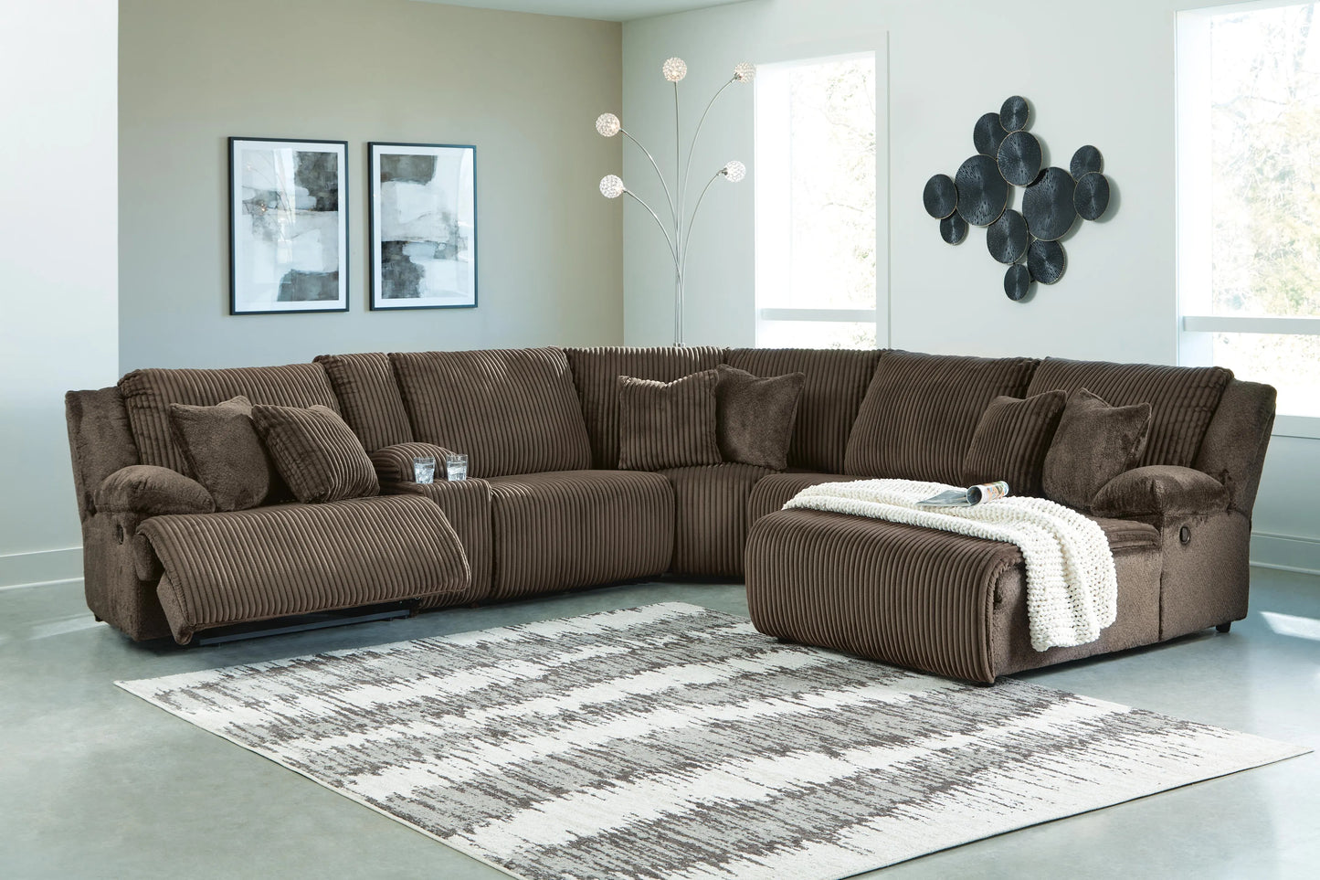 Seccional Reclinable de Primera Clase de 6 Piezas con Chaise