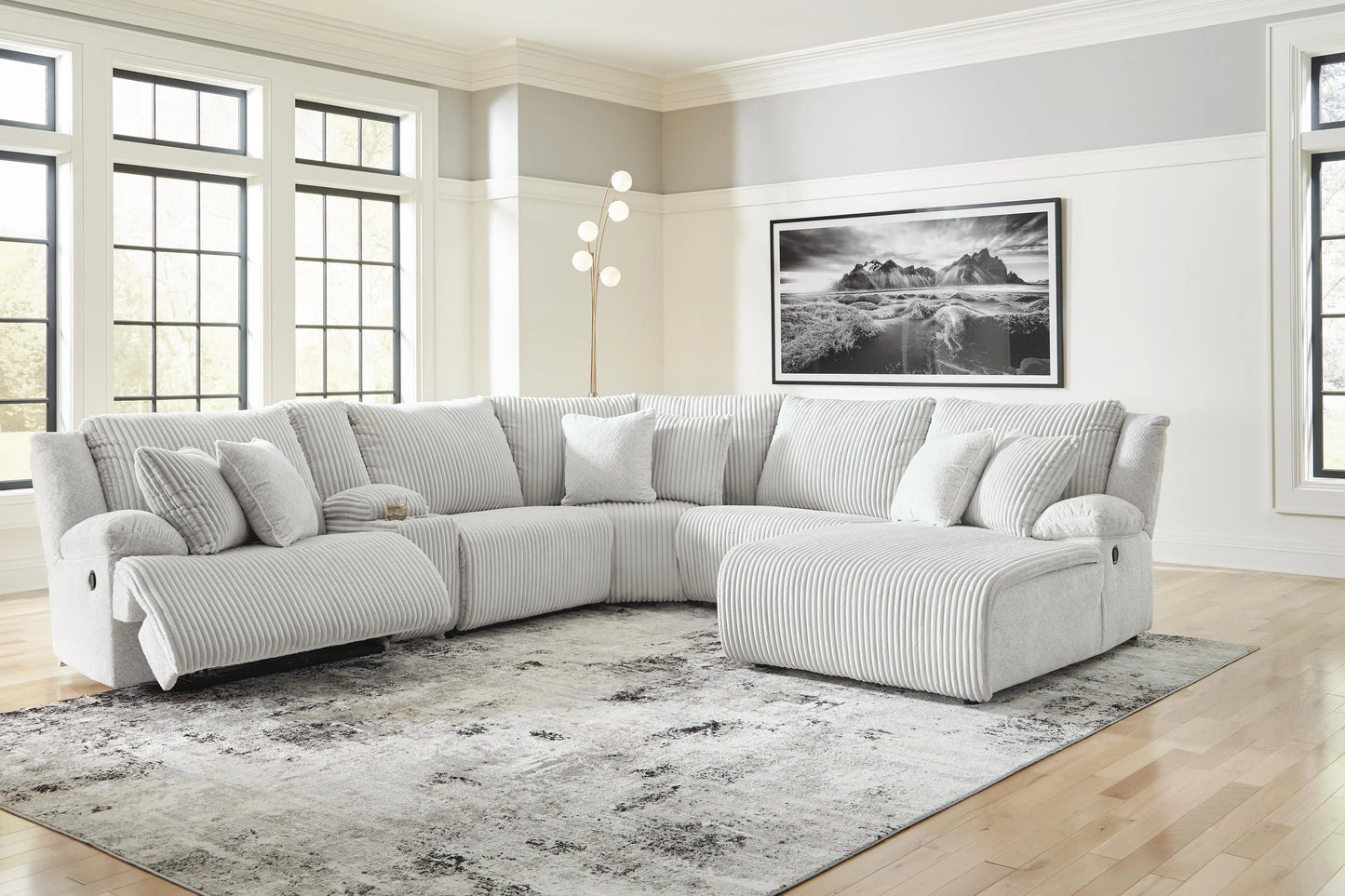 Seccional Reclinable de Primera Clase de 6 Piezas con Chaise