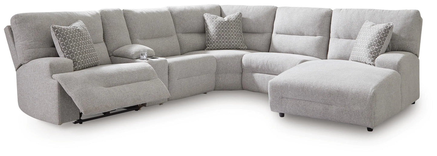 Sofá seccional reclinable eléctrico de 6 piezas Acklen Place con chaise longue