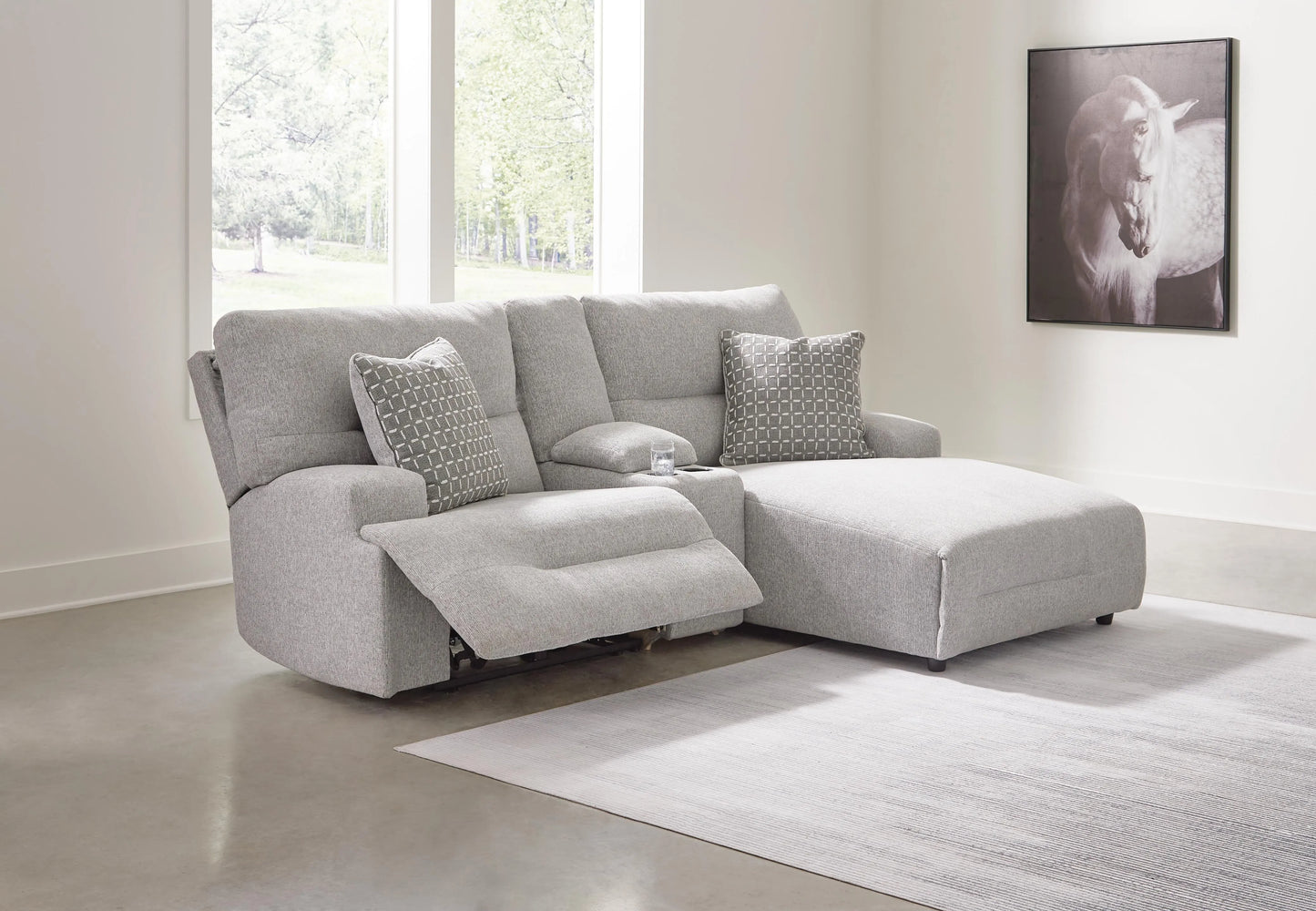 Sofá seccional reclinable eléctrico de 3 piezas con chaise Acklen Place