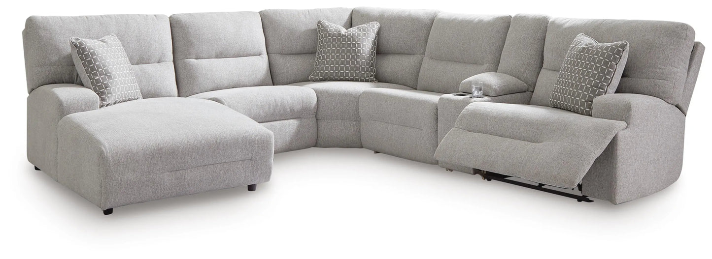 Sofá seccional reclinable eléctrico de 6 piezas Acklen Place con chaise longue