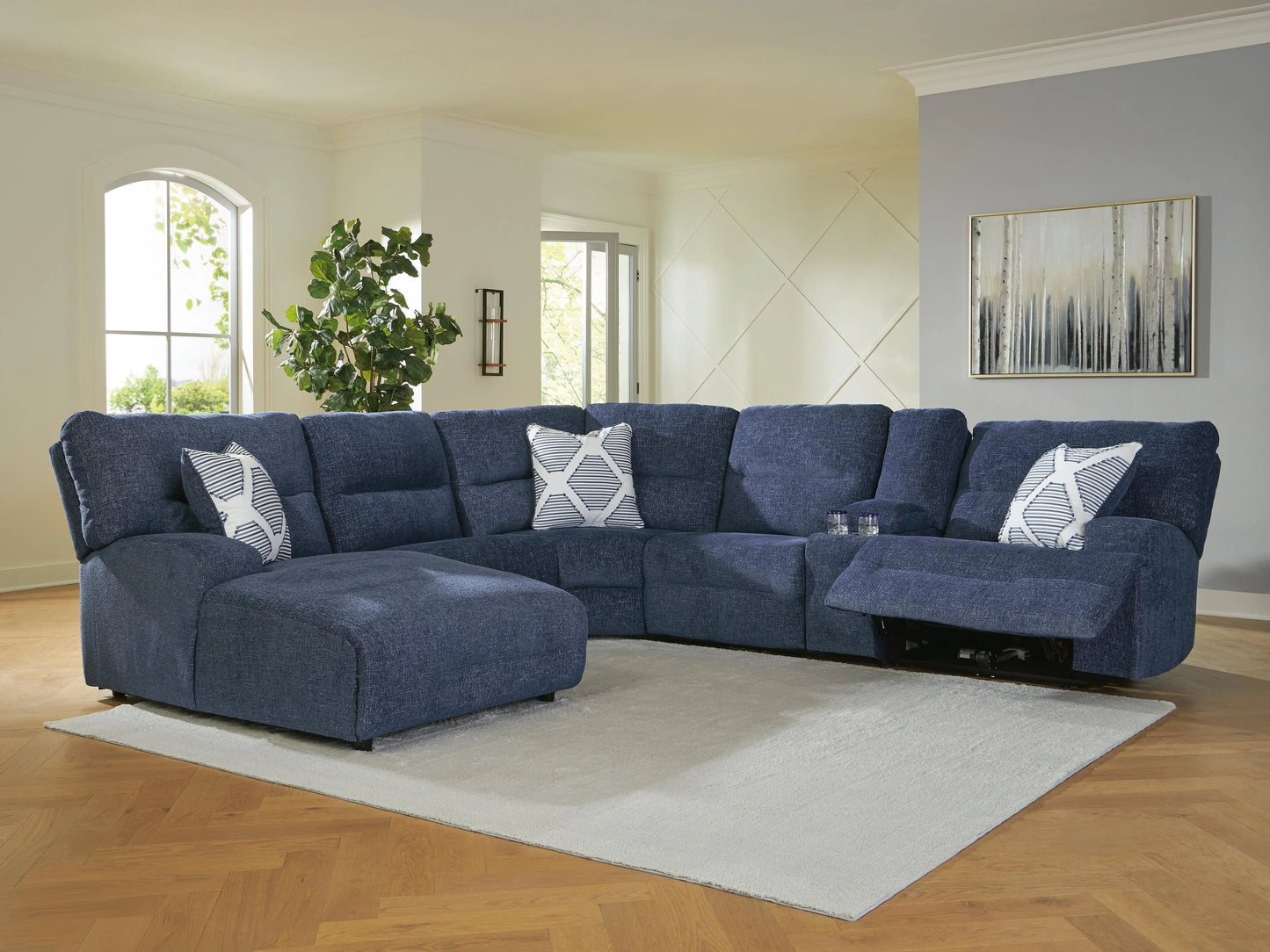 Sofá seccional reclinable eléctrico de 6 piezas Acklen Place con chaise longue
