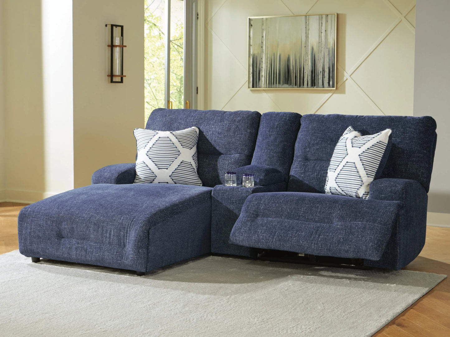 Sofá seccional reclinable eléctrico de 3 piezas con chaise Acklen Place