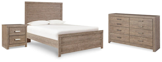 Juego de cama con panel completo, cómoda y mesita de noche Culverbach