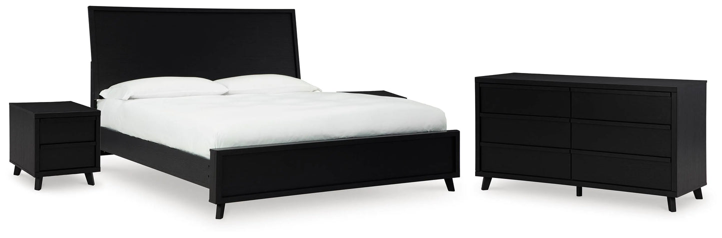 Cama con paneles, cómoda y 2 mesitas de noche Danziar King