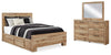 Cama Queen Hyanna con 2 almacenamientos laterales, cómoda y espejo