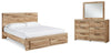 Cama con paneles Hyanna Queen, tocador y espejo