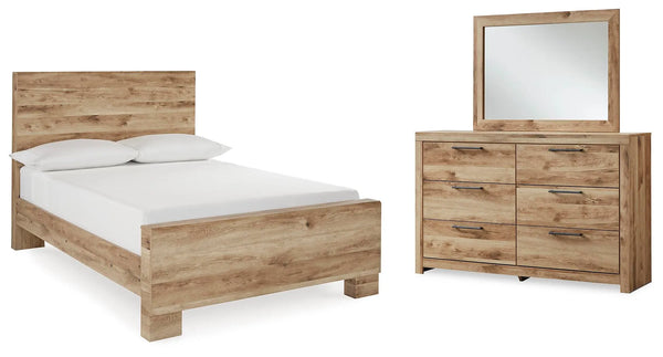 Cama matrimonial Hyanna, cómoda y espejo