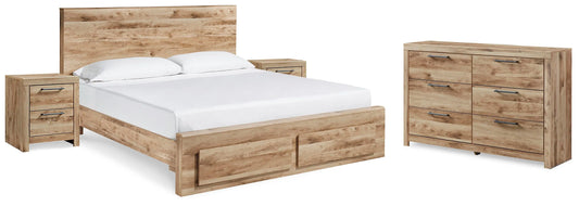 Cama Queen Hyanna con almacenaje, cómoda y 2 mesitas de noche