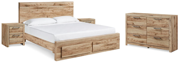 Cama Queen Hyanna con almacenaje, cómoda y 2 mesitas de noche