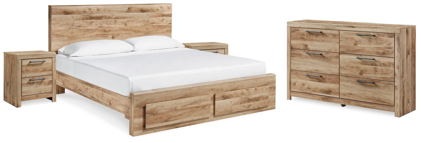 Cama con almacenaje, cómoda y 2 mesitas de noche Hyanna King