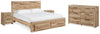 Cama con almacenaje, cómoda y 2 mesitas de noche Hyanna King
