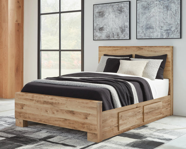Cama con paneles Hyanna Queen con 2 almacenamientos laterales