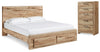 Cama con almacenamiento y cómoda Hyanna Queen Panel