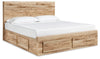Cama con panel de almacenamiento Hyanna Queen con 2 cajones de almacenamiento debajo de la cama