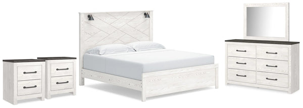 Cama King, cómoda, espejo y 2 mesitas de noche Gerridan