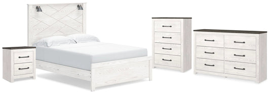 Cama Gerridan Queen, Cómoda, Chifonier y Mesita de Noche