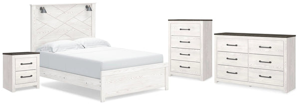 Cama Gerridan Queen, Cómoda, Chifonier y Mesita de Noche