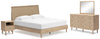 Cama con paneles, cómoda, espejo y mesita de noche Cielden King