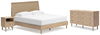 Cama King Cielden con paneles, tocador y mesita de noche