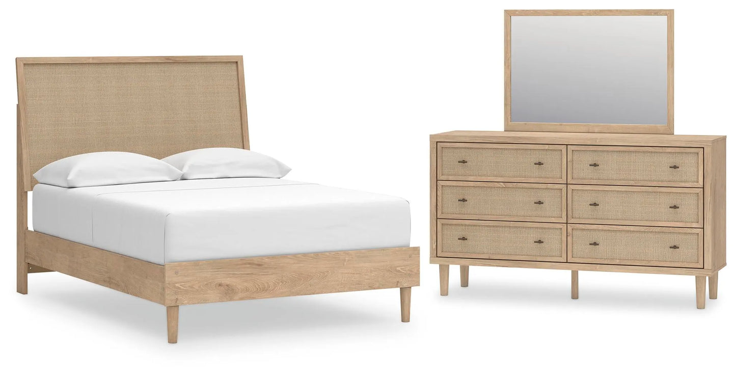 Cama, cómoda y espejo Cielden de panel completo