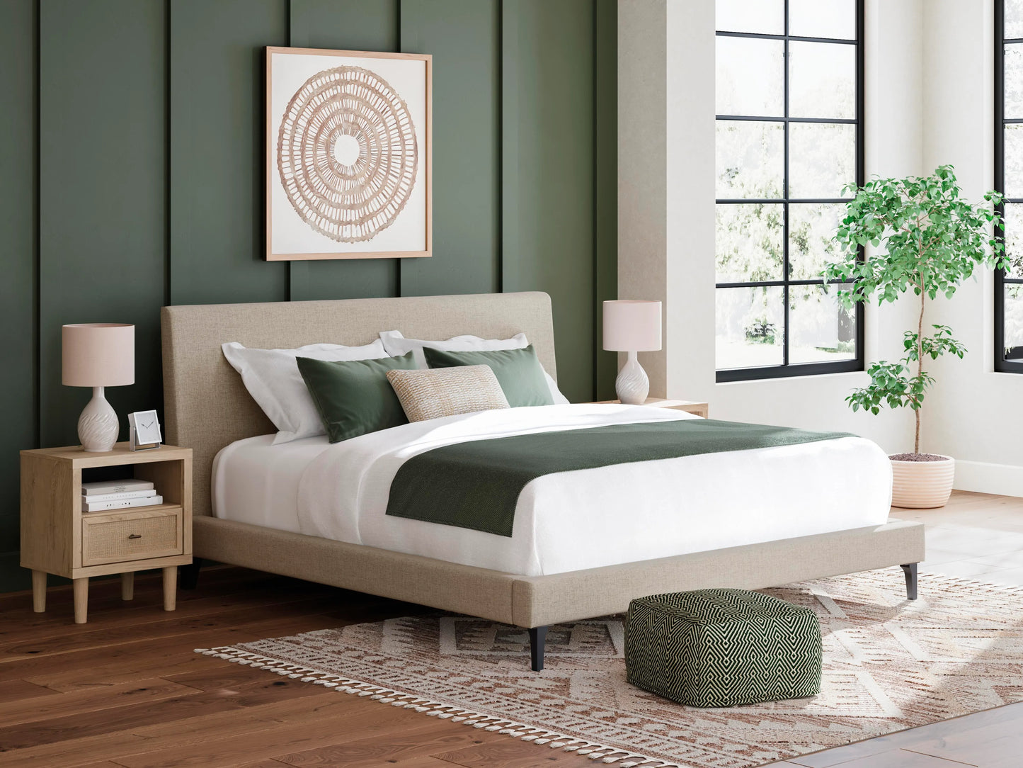 Cama tapizada Cielden California King con somier de láminas enrollables