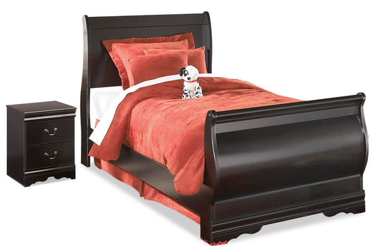 Cama tipo trineo doble y mesita de noche Huey Vineyard