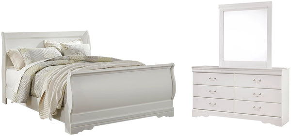 Cama trineo Anarasia Queen, cómoda y espejo