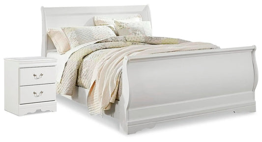 Cama trineo y mesita de noche Queen Anarasia