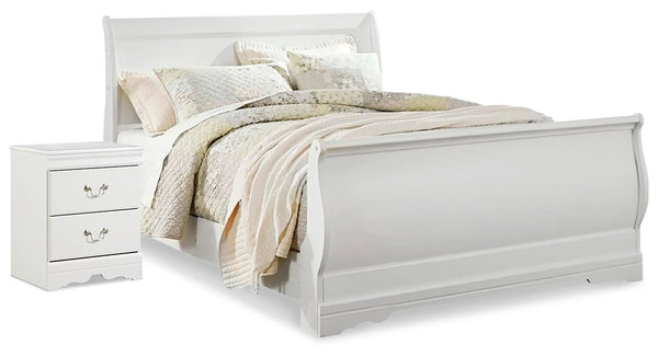 Cama trineo y mesita de noche Queen Anarasia
