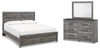 Cama Bronyan King con cabecero, cómoda y espejo