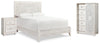 Cama queen con paneles, cómoda y mesita de noche Paxberry