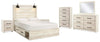 Cama de almacenamiento Cambeck Queen con panel, cómoda, espejo, 2 arcones y 2 mesitas de noche