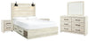 Cama Queen con panel y almacenamiento, tocador, espejo y 2 mesitas de noche Cambeck